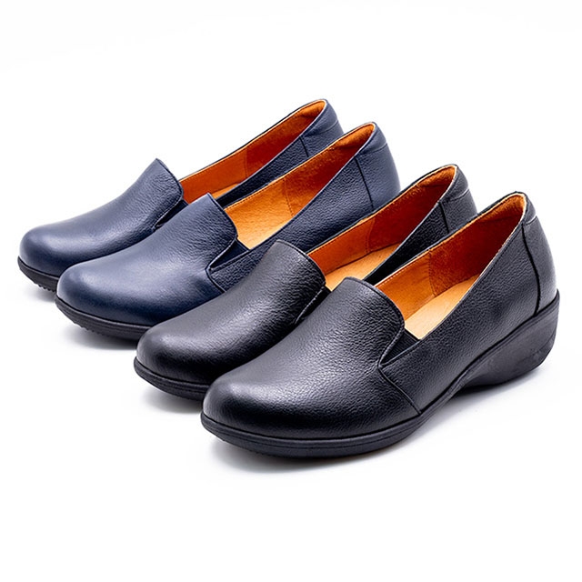 W&M 舒適真皮 厚底坡跟楔型鞋 女鞋-黑(另有藍)