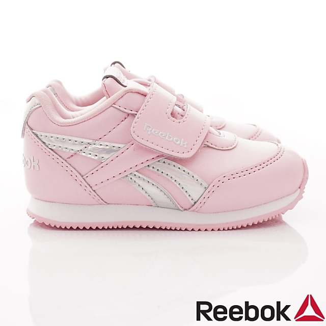 Reebok頂級童鞋 皮質炫銀邊飾運動鞋款 NI017粉(寶寶段)