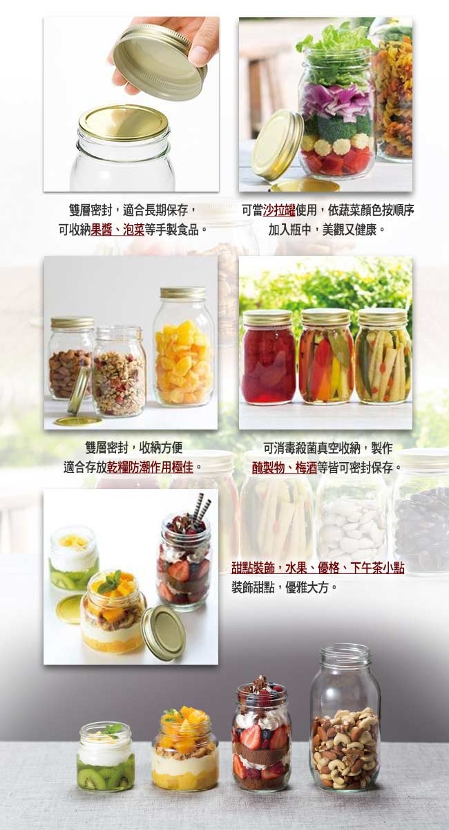 ADERIA 日本進口多功能雙蓋密封玻璃瓶/果醬罐(200ML)