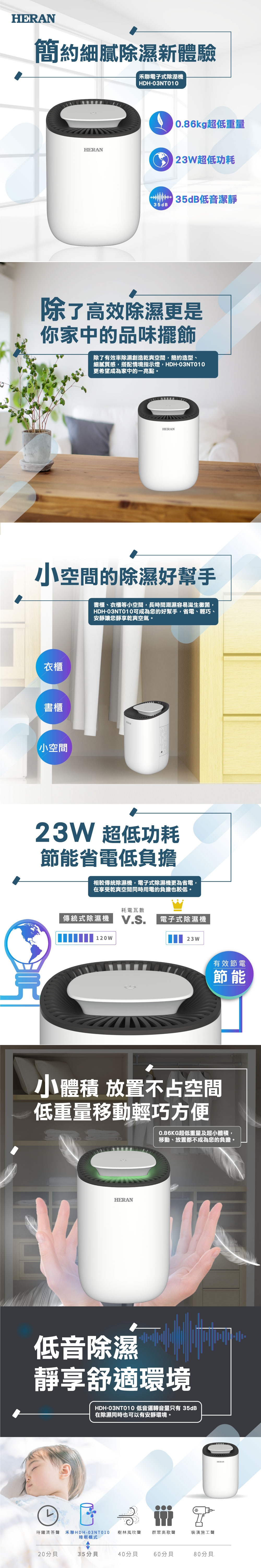 HERAN禾聯 電子式除濕機 HDH-03NT010