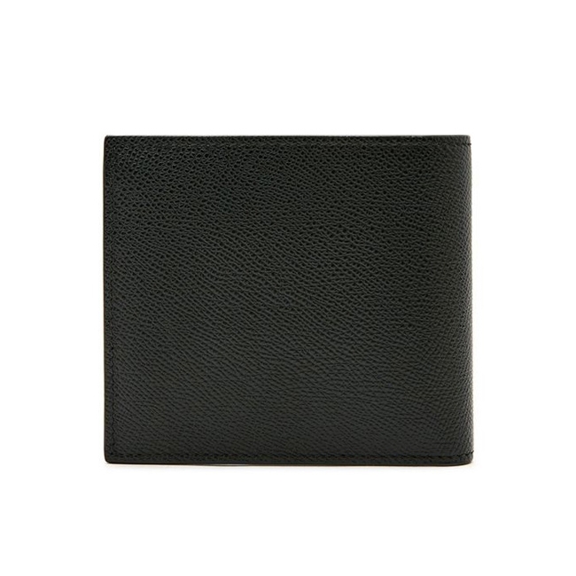 BALLY字母LOGO 紅白條紋 單層 防刮牛皮短夾 (經典黑)