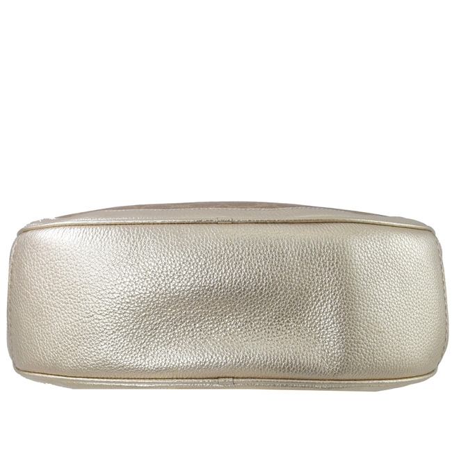 COACH C LOGO PVC拉鍊兩用彎月包(駝/金)