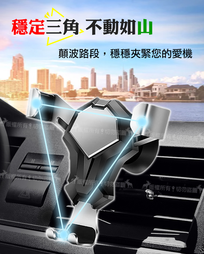 全自動重力式多功能車用手機支架 冷氣口式/吸盤式