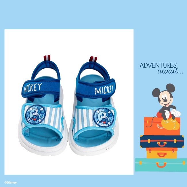 迪士尼童鞋米奇海軍風彈性布涼鞋-水
