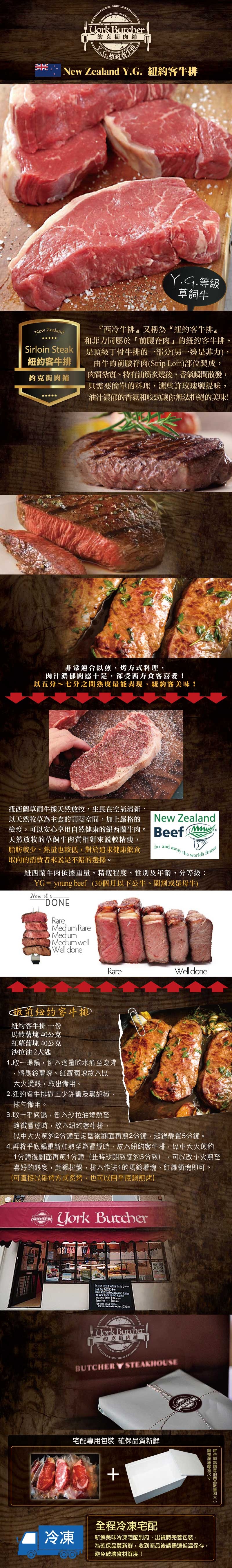 (滿額) 約克街肉舖 頂級紐西蘭紐約客牛排2片(100公克±10％/片)