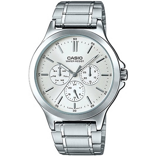 CASIO 三針三眼復刻不鏽鋼腕錶(MTP-V300D-1A)-白/41mm