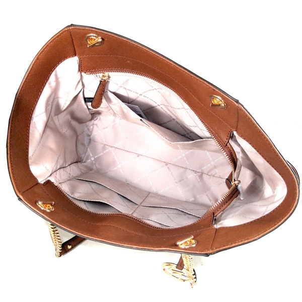 MICHAEL KORS Jet Set Travel金字圓標Logo元寶肩背包(馬鞍棕)