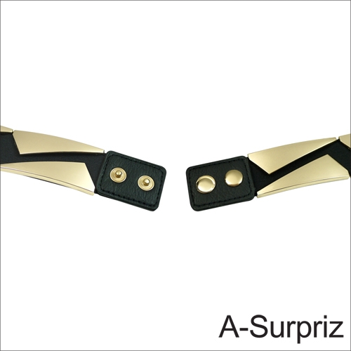 A-Surpriz 金屬拼接斜三角彈性腰帶(黑)