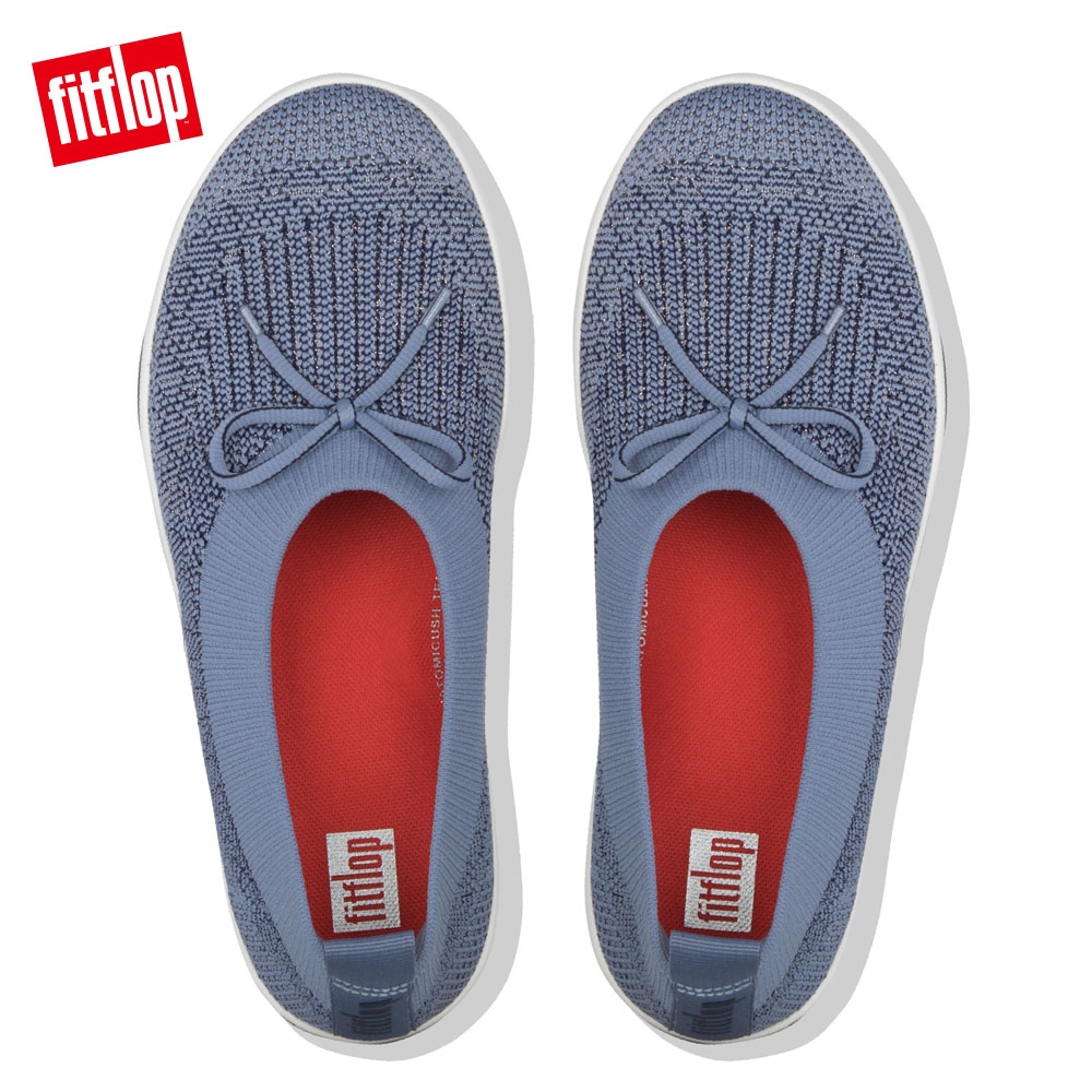 FitFlop ÜBERKNIT BOW BALLERINAS 休閒娃娃鞋 粉藍