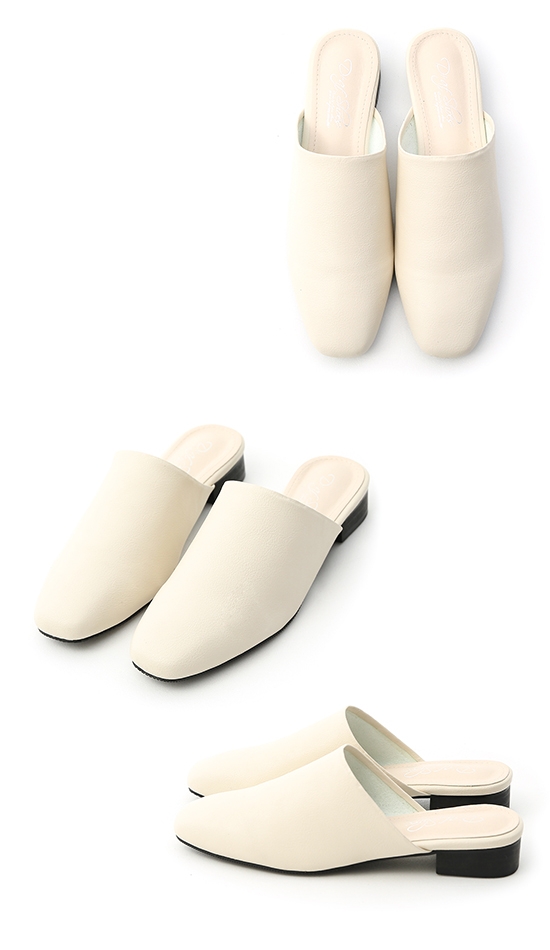 D+AF 極簡生活．素面方頭低跟穆勒鞋＊白