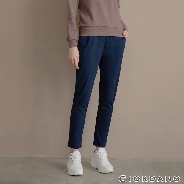 GIORDANO 女裝經典後鬆緊修身休閒九分褲 - 03 海軍寶藍