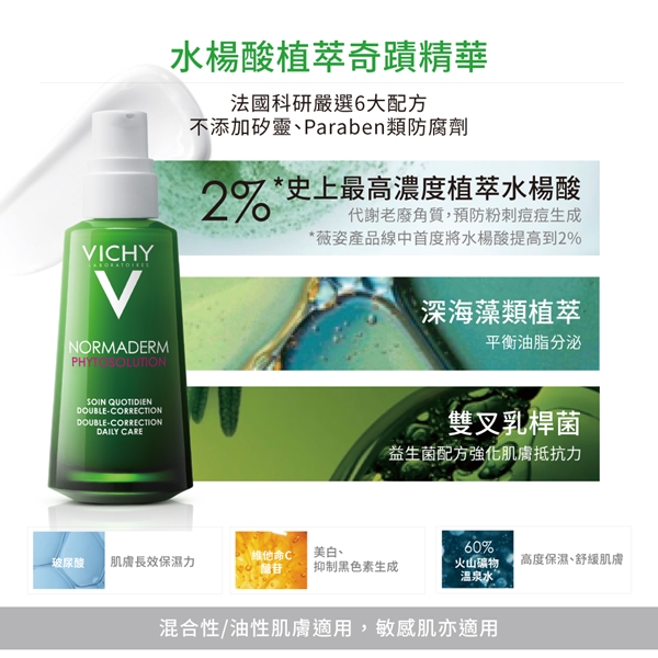 VICHY薇姿 水楊酸植萃奇蹟精華 50ml 舒緩美肌6件獨家組 植萃抗痘