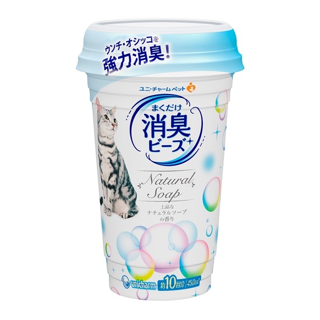 日本Unicharm消臭大師貓盆消臭粒-天然沐浴(450ml/罐)