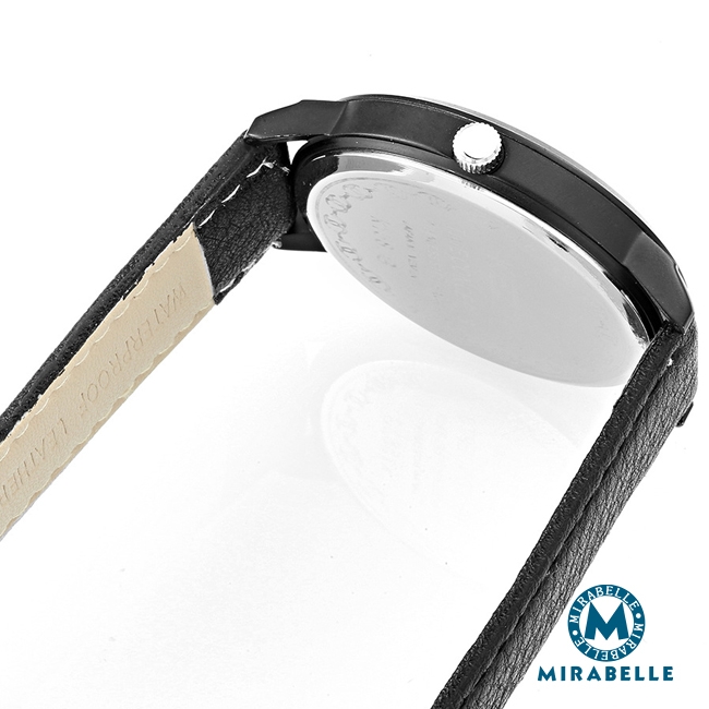 Mirabelle第二人格 雙框線型皮革女錶 黑30mm