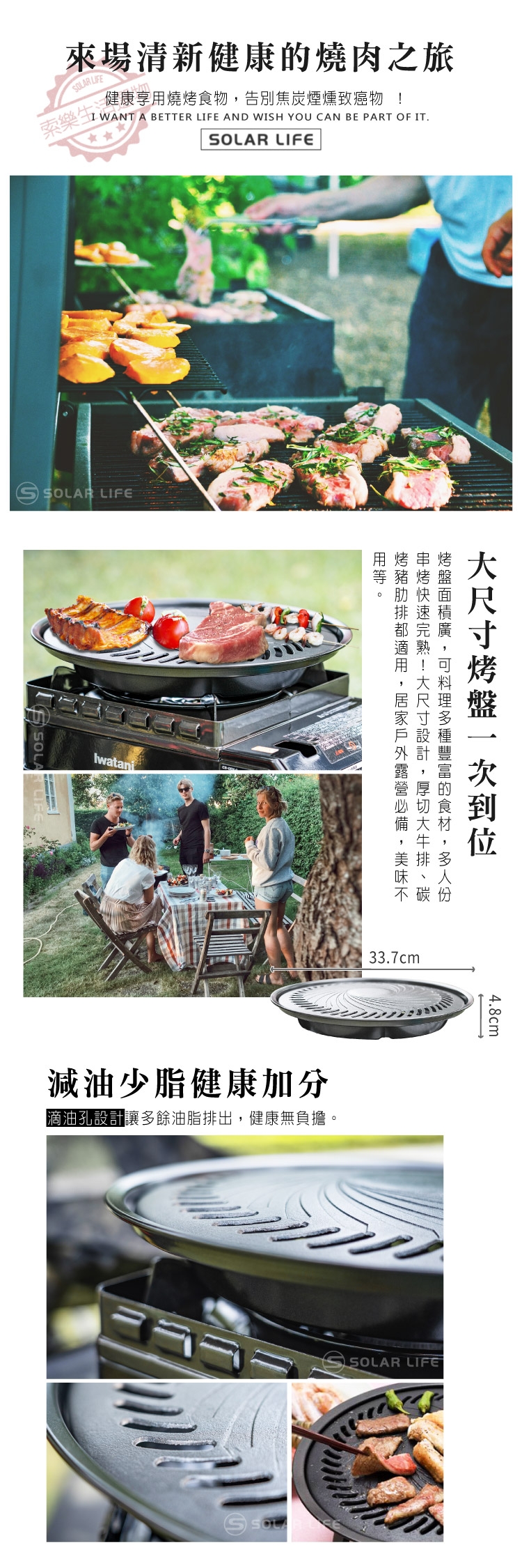 【索樂生活】Iwatani岩谷 圓形烤肉盤(不沾燒烤盤 瓦斯爐烤盤 圓形烤盤烤 肉燒肉盤)