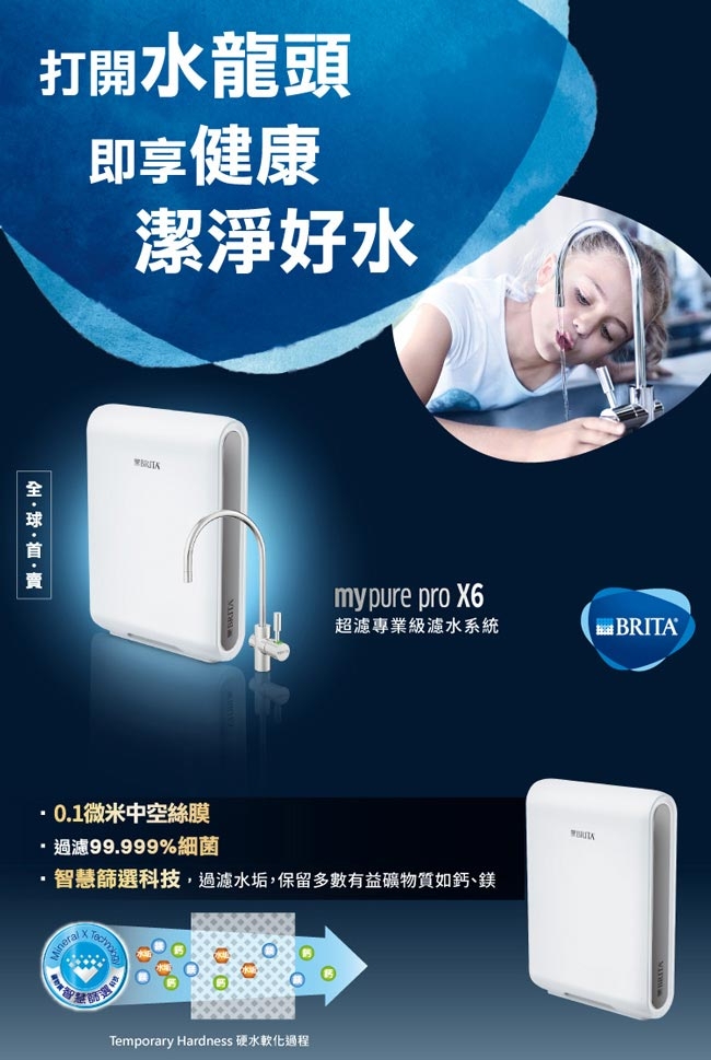 德國BRITA Mypure Pro X6 超微濾專業級淨水系統