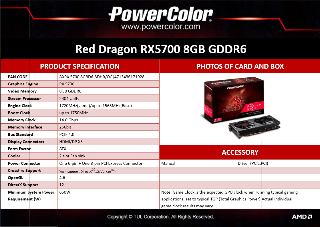 撼訊RX 5700XT Red Dragon OC 8GB GDDR6 256bit顯示卡