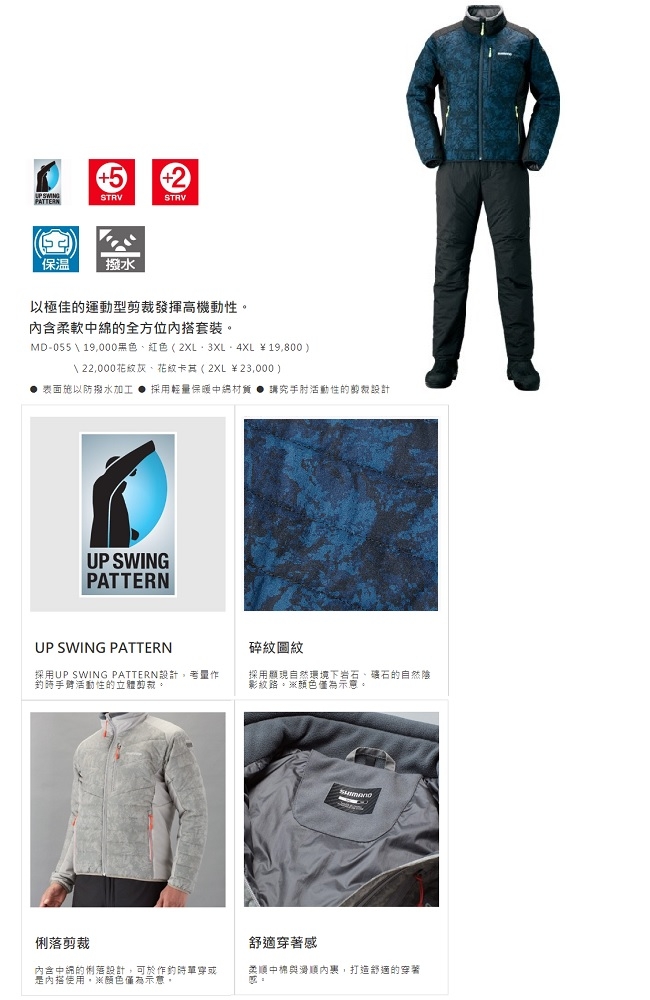 【SHIMANO】MD-055Q 防寒保暖套裝 藍色