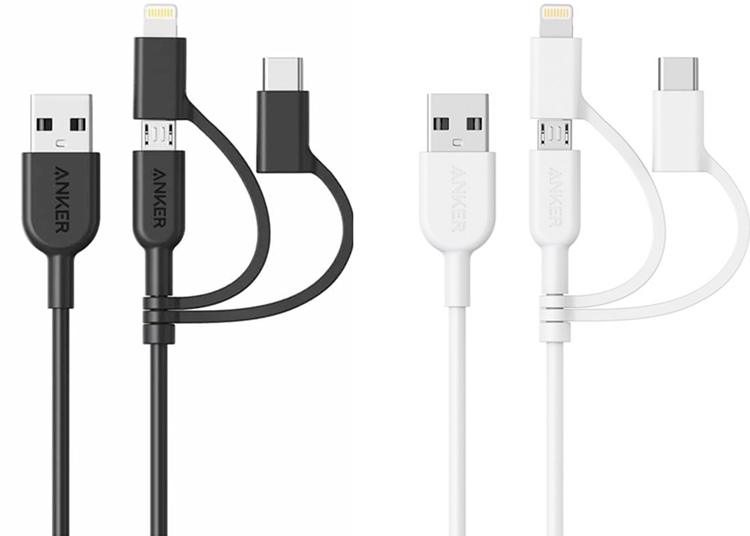 美國Anker USB-C+A+蘋果Lightning數據傳輸充電線A8436H