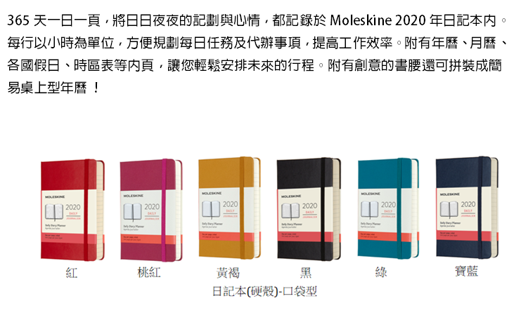 MOLESKINE 2020經典手帳日記12M(L型) -桃紅