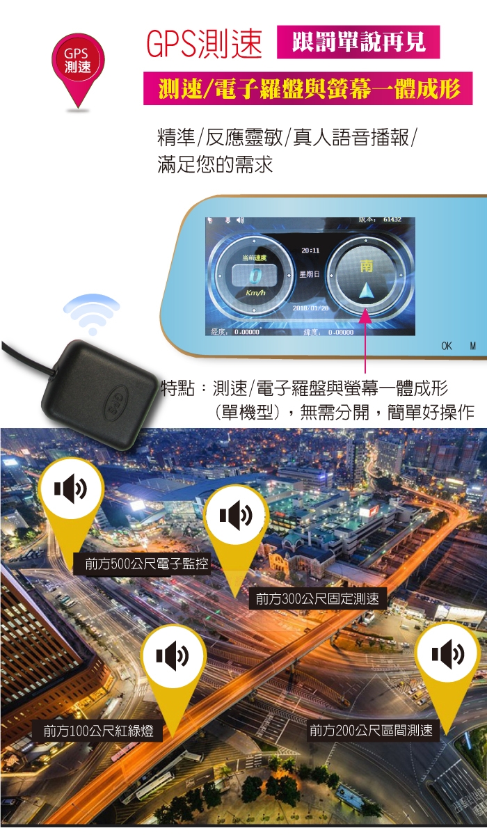 【MOIN】G30XW GPS測速雙鏡頭4.3吋後照鏡式行車紀錄器(贈後鏡頭)