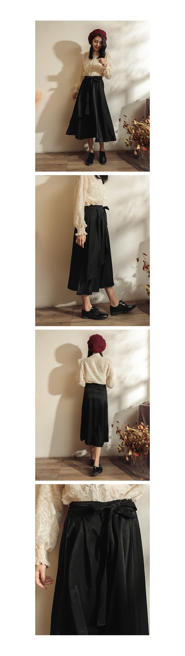 東京著衣-YOCO 浪漫柔美光澤感腰鬆緊一片式不規則裙(共二色)
