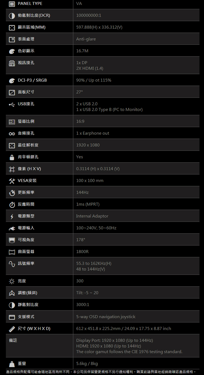 [無卡分期12期] MSI微星 Optix MAG271C 27型曲面電競螢幕(週邊組)