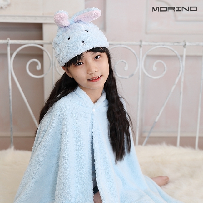 【MORINO摩力諾】超細纖維動物造型速乾兒童浴帽 毛帽(兔子)