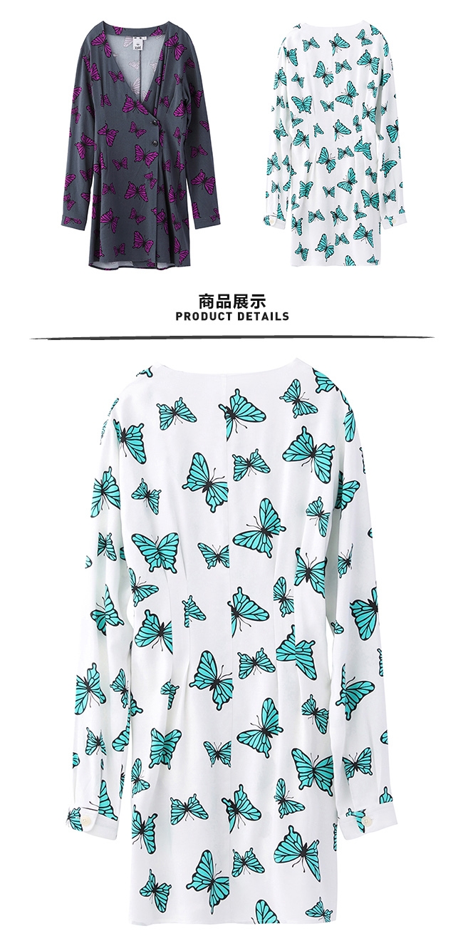 X-girl BUTTERFLY CACHE COEUR DRESS長袖洋裝-白