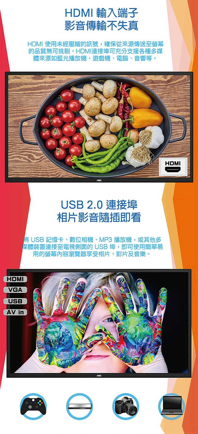 AOC 32型 無段式藍光調節 液晶顯示器 32M3080