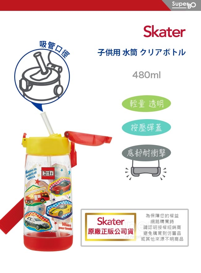 Skater 吸管水壺(480ml)PET TOMICA