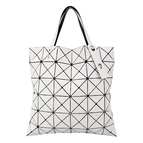 ISSEY MIYAKE 三宅一生 BAOBAO 斜紋三角方格6x6透光手提包-深灰