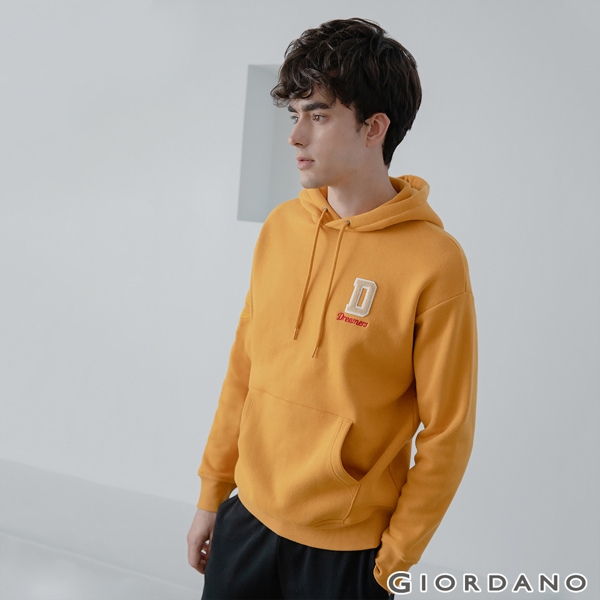 GIORDANO 男裝 Dreamers系列復古風連帽T恤-21 向日葵黃