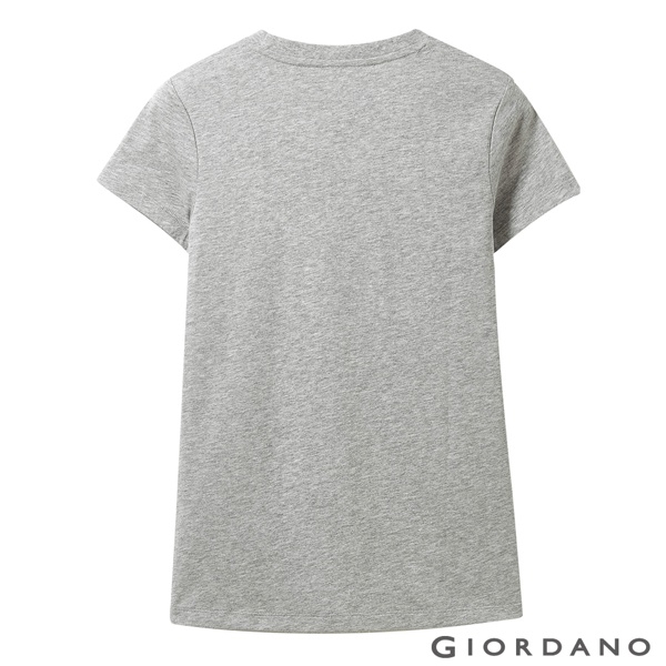 【GIORDANO】女裝DEAR WORLD系列印花T恤-52 中花灰