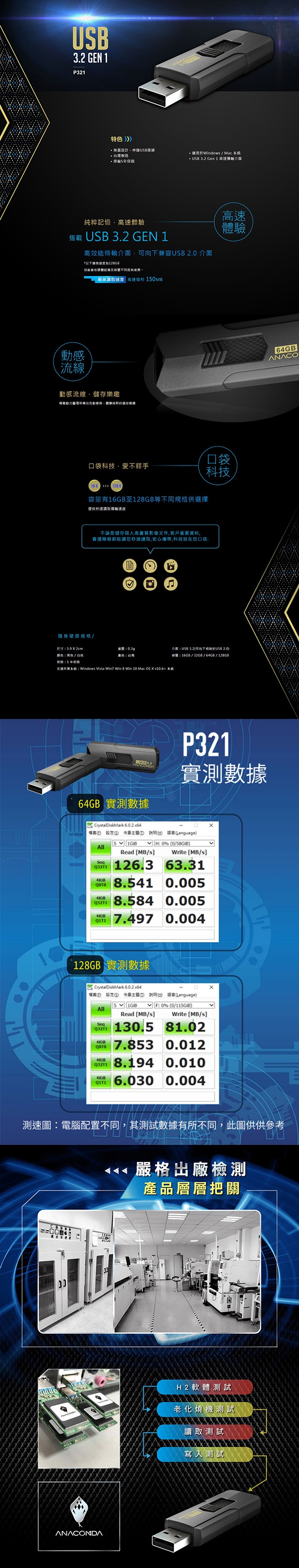 ANACOMDA P321 64GB USB 隨身碟