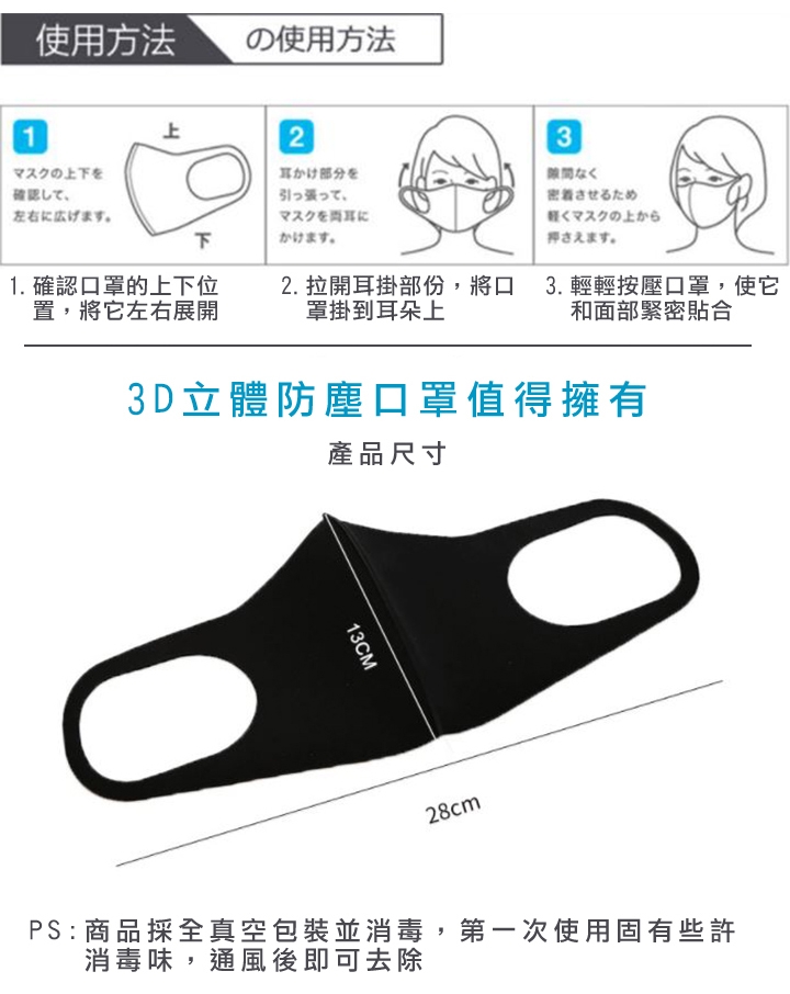 Reddot紅點生活 高機能可水洗彈力3D口罩(3入1組)