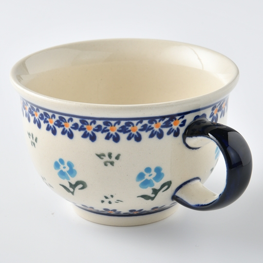波蘭陶 青藍小花系列花茶杯盤組 220 ml 波蘭手工製