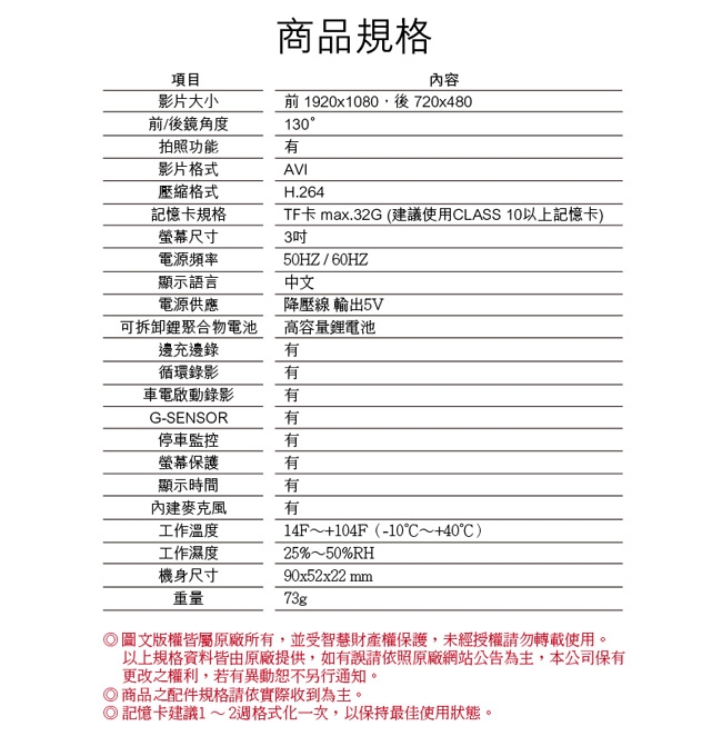 復國者 PX5000 1080 HD高畫質超廣角機車防水雙鏡行車記錄器-快