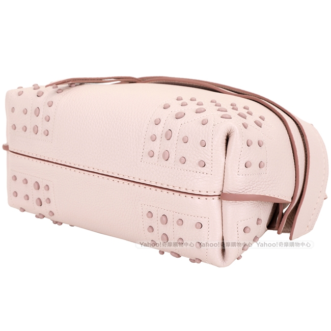 TOD’S Wave 迷你款 豆豆裝飾牛皮手提肩背包(粉裸色)