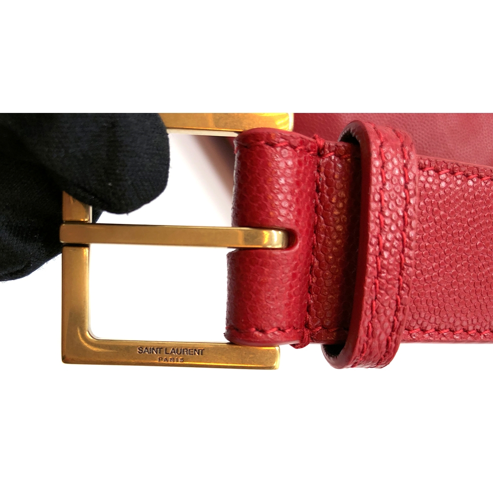 YSL MONOGRAM牛皮金字logo腰包 (紅)