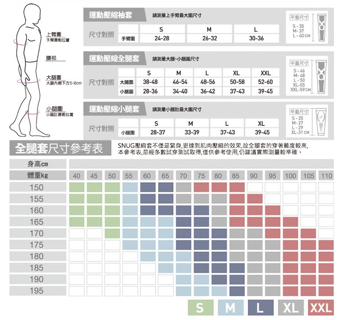 SNUG 真品運動壓縮全腿套(全黑色-2XL號)