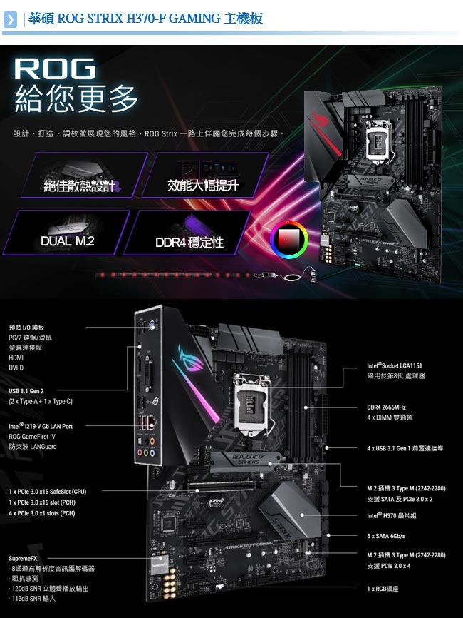 華碩 STRIX H370-F GAMING+Intel i3-9100F