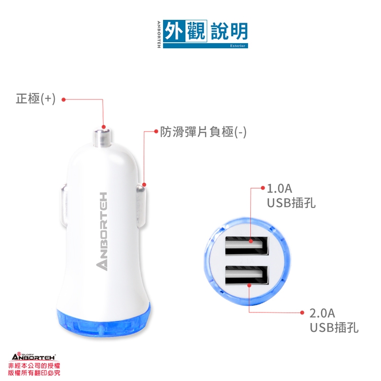 【安伯特】酷電大師 2USB高速車充 12V24V皆可用 國家認證 輕巧迷你