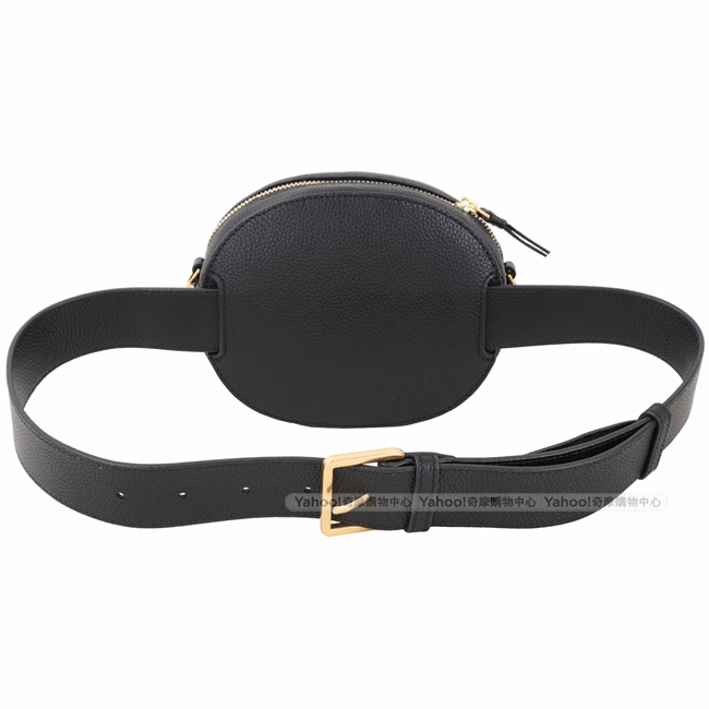 TORY BURCH McGraw 附雙背帶縫線牛皮肩胸背/腰包(黑色)