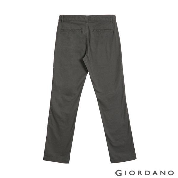 GIORDANO 男裝彈力斜紋棉窄管卡其褲 - 03 淺灰