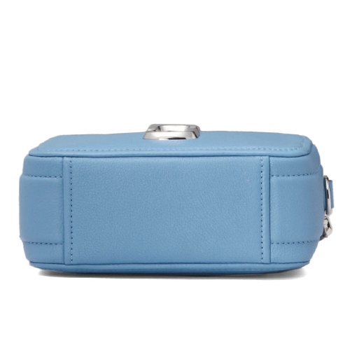 MARC JACOBS The Softshot The 21雙層拉鍊皮革肩背斜背包 水藍