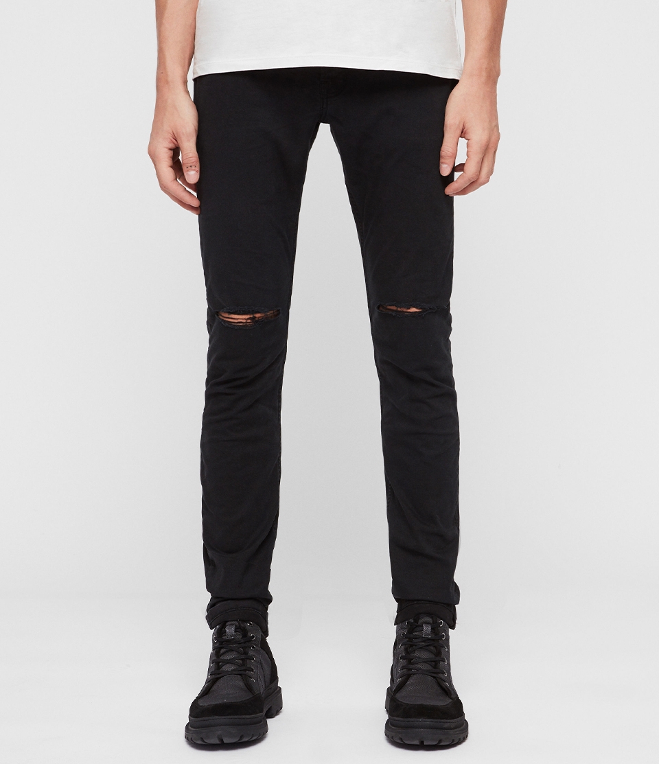 ALLSAINTS REX TWILL 素面緊身刷破直筒牛仔褲