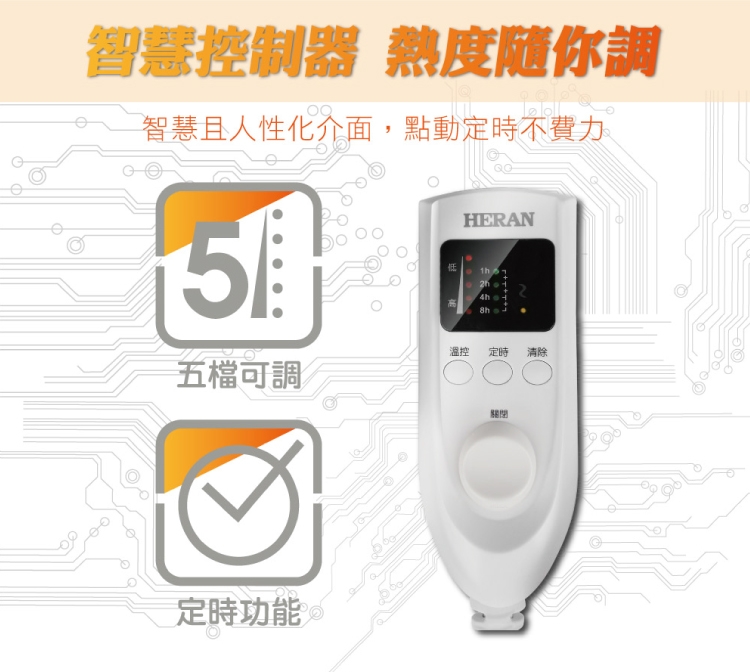 HERAN禾聯 法蘭絨電熱毯 附機洗袋 12N3-HEB