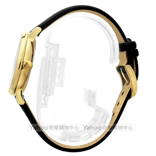 FOSSIL 月相錶 羅馬刻度 礦石強化玻璃 日本機芯 真皮手錶-銀白x金框x黑/34mm