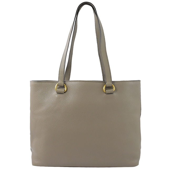 PRADA 烙印大logo牛皮肩背托特包(灰)